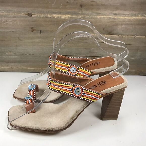 Pelle Moda Beaded Heeled Sandals - Picture 1 of 7